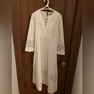 Tuckernuck White Midi Dress with Lace Accents